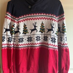 The Children's Place Festive Red and Navy Sweater